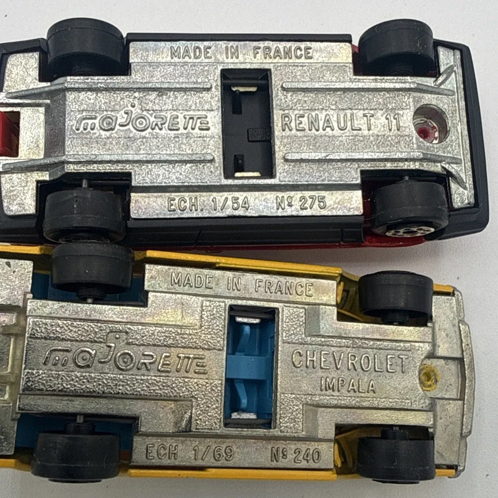 Vintage Lot 2 Majorette #240 Chevrolet Impalas And  Renault #275 Made In France